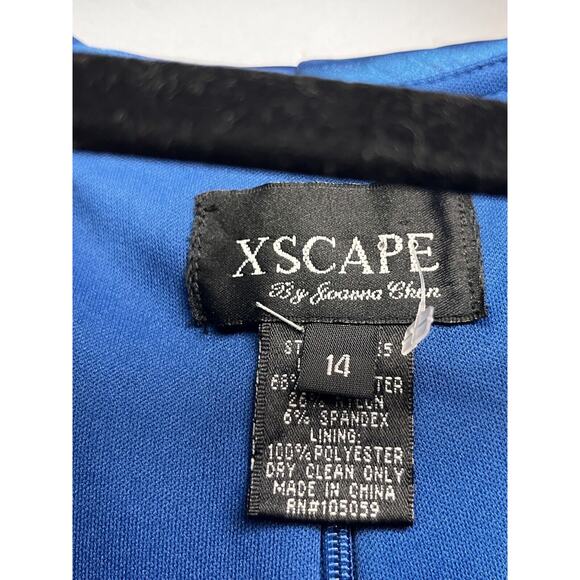 Xscape By Joanna Chen‎ Shirt Womens Medium Fitted V Neck Blue Shiny Button - Picture 4 of 9